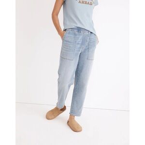 Madewell Pull-On Relaxed Jeans in Lisford Wash Blue Lightweight Denim Stretch